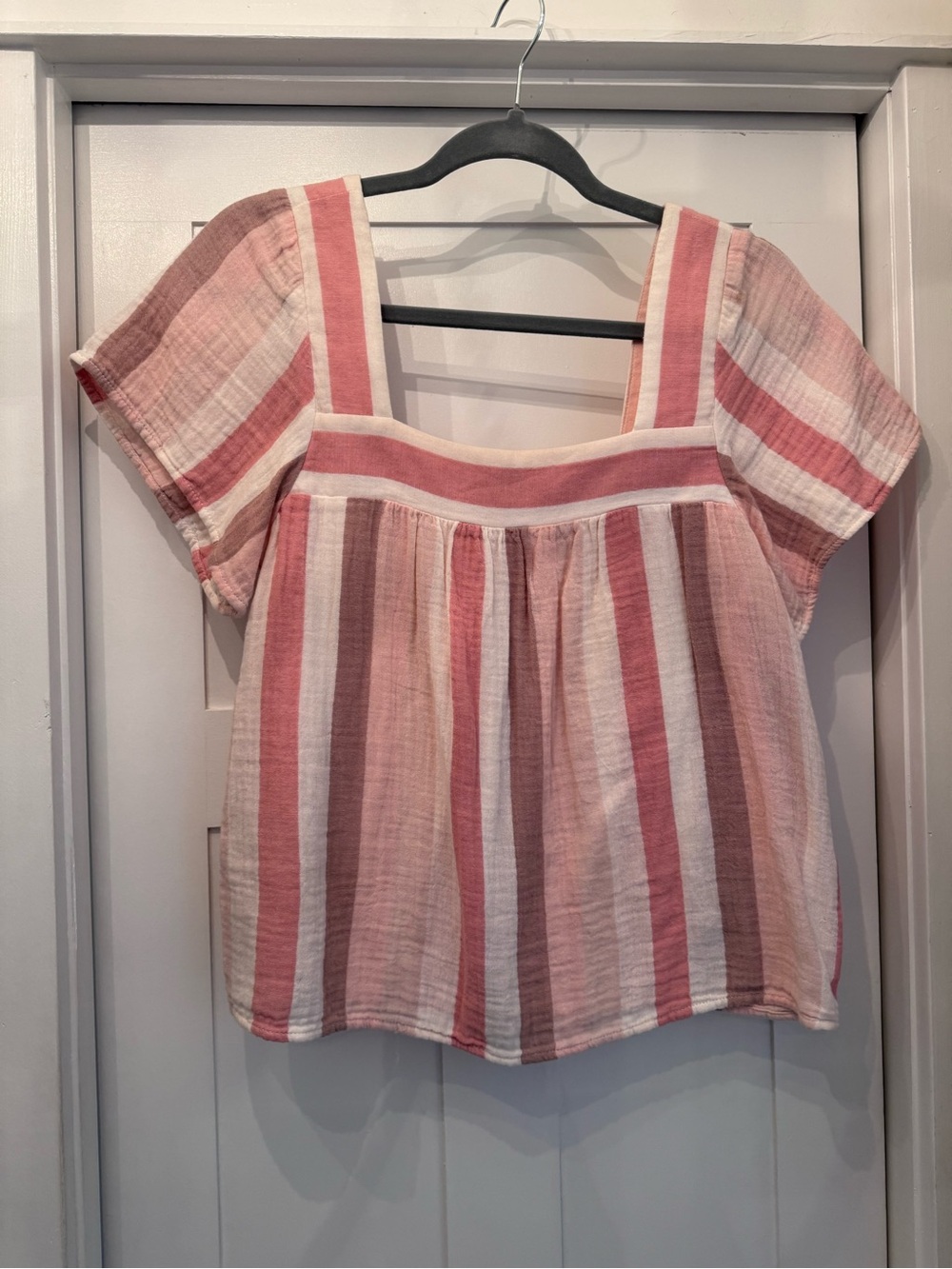 Rails square-Neck Striped Women's Top in Blush Pink
